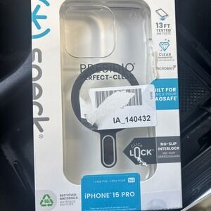 Speck Presidio Perfect-Clear MagSafe with ClickLock Case for Apple iPhone 15 Pro